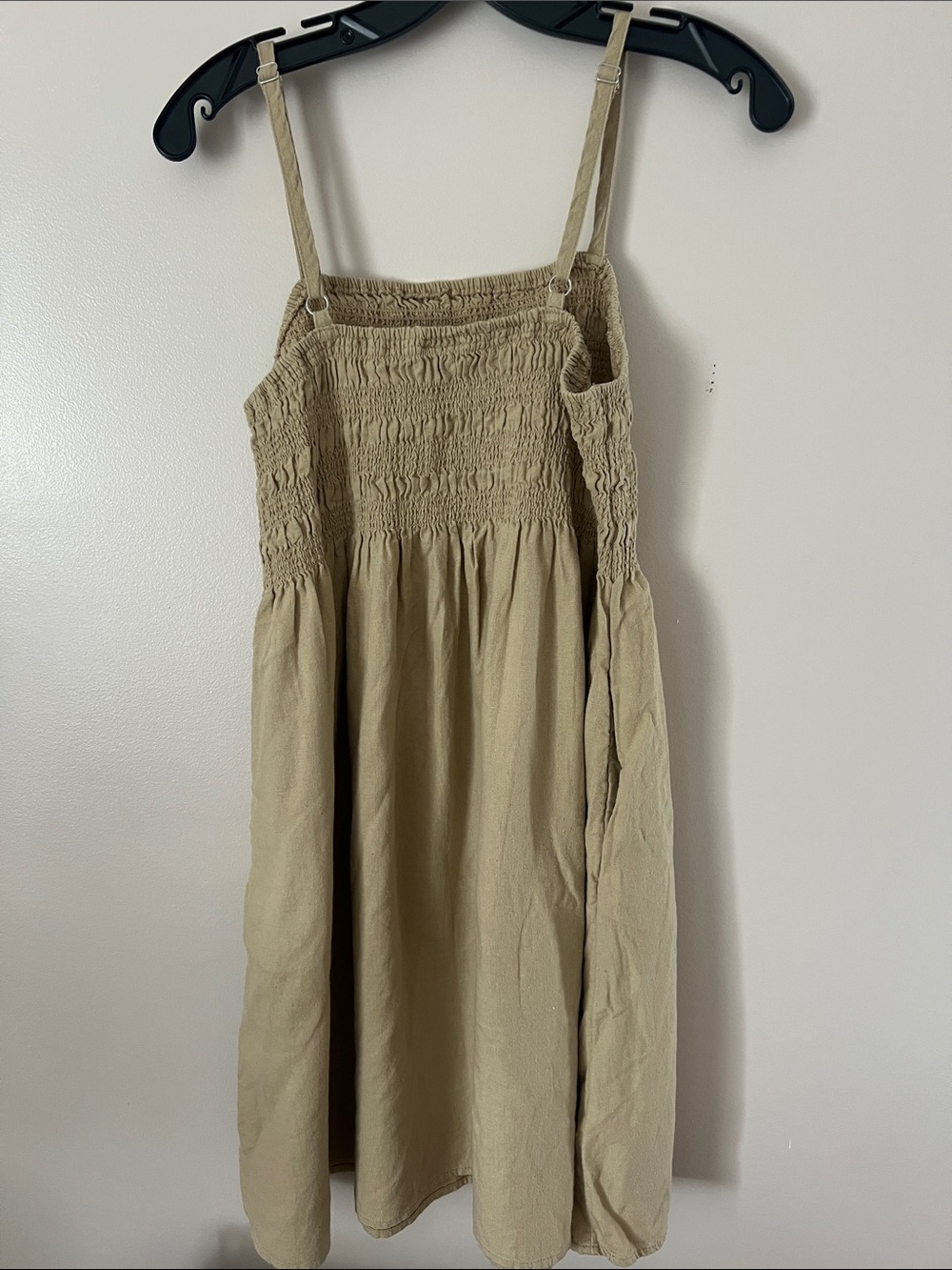 Smocked Casual Sundress in Beige - Picture 3 of 6